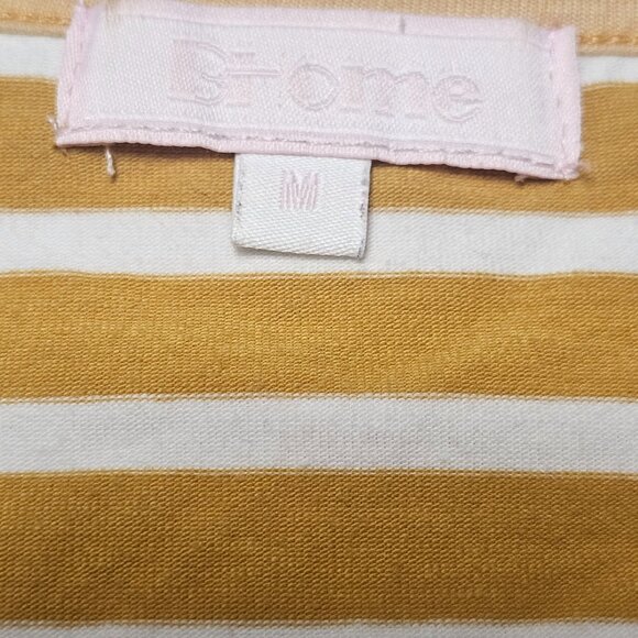 B-Home Womens Sleeveless Striped Mustard White Dress Casual Relaxed Fit Size M - Picture 3 of 6